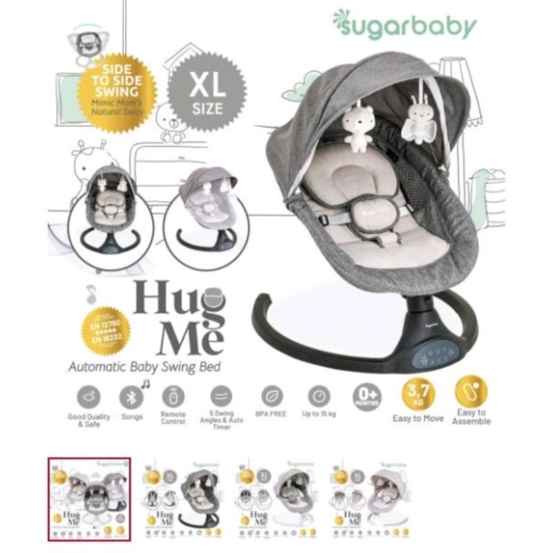 (FREE BUBBLE) SUGAR BABY HUG ME AUTOMATIC BOUNCER BABY SWING BED BABY / PC 1860 SWING BED AYUN OTOMATIS BLUETOOTH MUSIC / PC 1950 SWING CHAIR AYUN/PC 1920/PC 1900/PC 8630