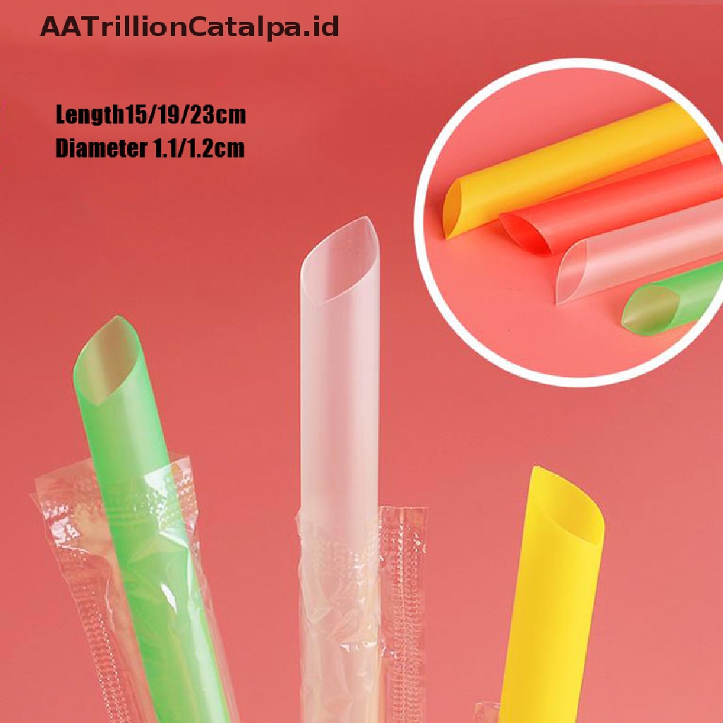 (AATrillionCatalpa) 100pcs Sedotan Plastik Lebar Sekali Pakai Untuk Milkshake / Teh