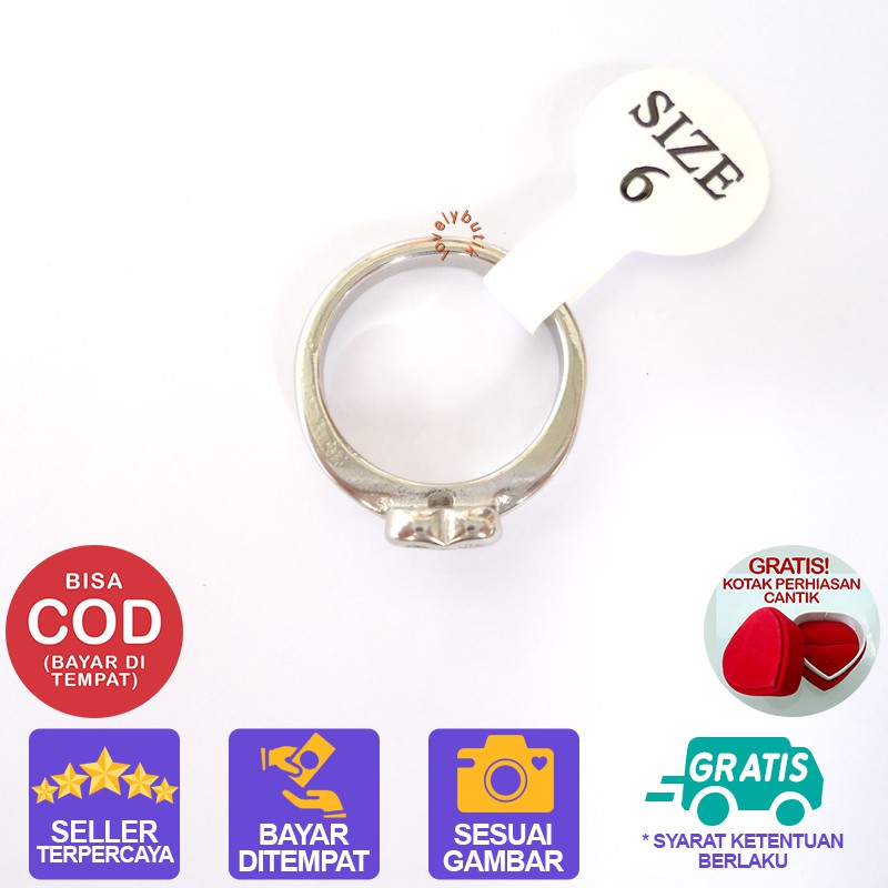 Lovelybutik Cincin Titanium Anti Karat Lil1 Cincin Wanita Titanium Model Permata Love