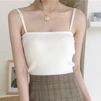 Feminin TankTop Rajut Korea Wanita Tank Top Rajut Daleman Wanita-8