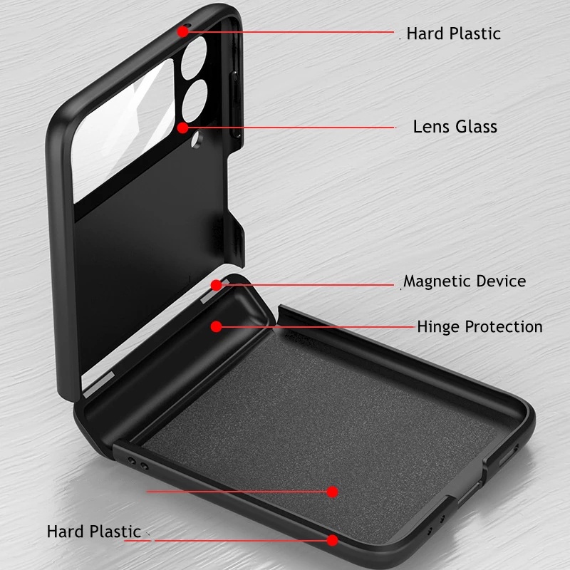 Case Magnetik Matte Shockproof Full Body Cover Samsung Galaxy Z Flip 4 Dengan Lensa Kamera