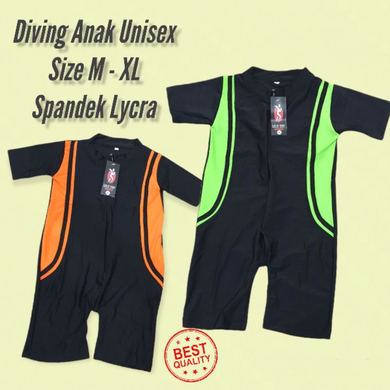 Baju Renang Diving Anak Unisex/Baju Renang Anak Spandek Lycra/Diving Anak Unisex/Size M-XL/Bahan Spandek Lycra