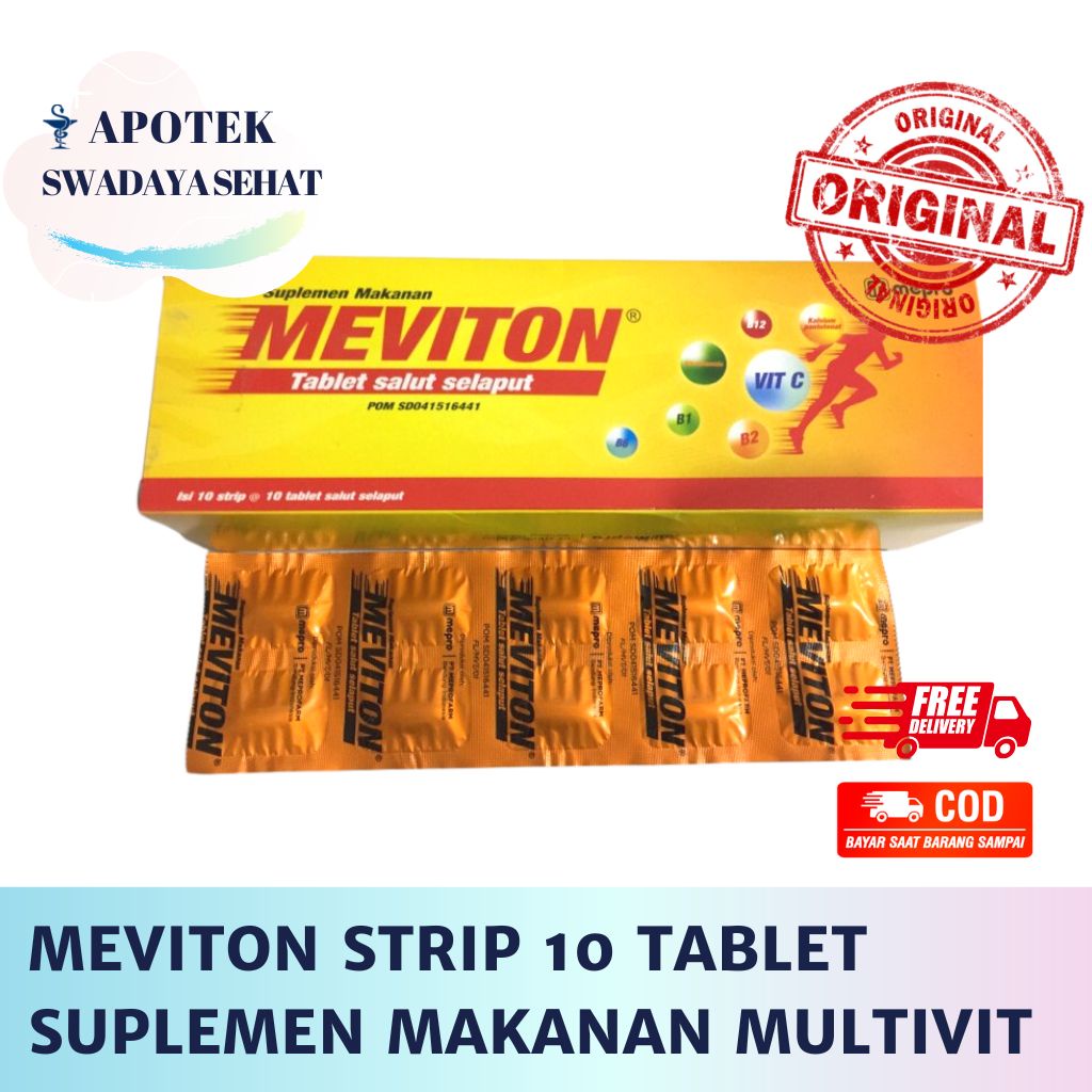 MEVITON Strip 10 Tablet - Suplemen Makanan Multivitamin Daya Tahan Tubuh Vitamin C dan B Kompleks