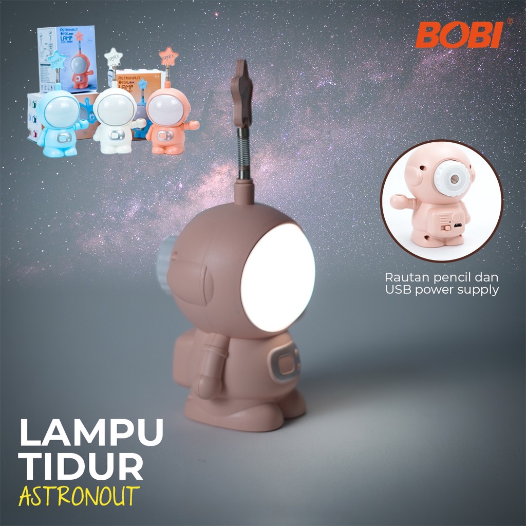 Lampu Tidur Model Astronot  Kode YC7801A / Lampu Tidur atau Lampu Belajar LED Lucu Merk Bobi - Warna Random