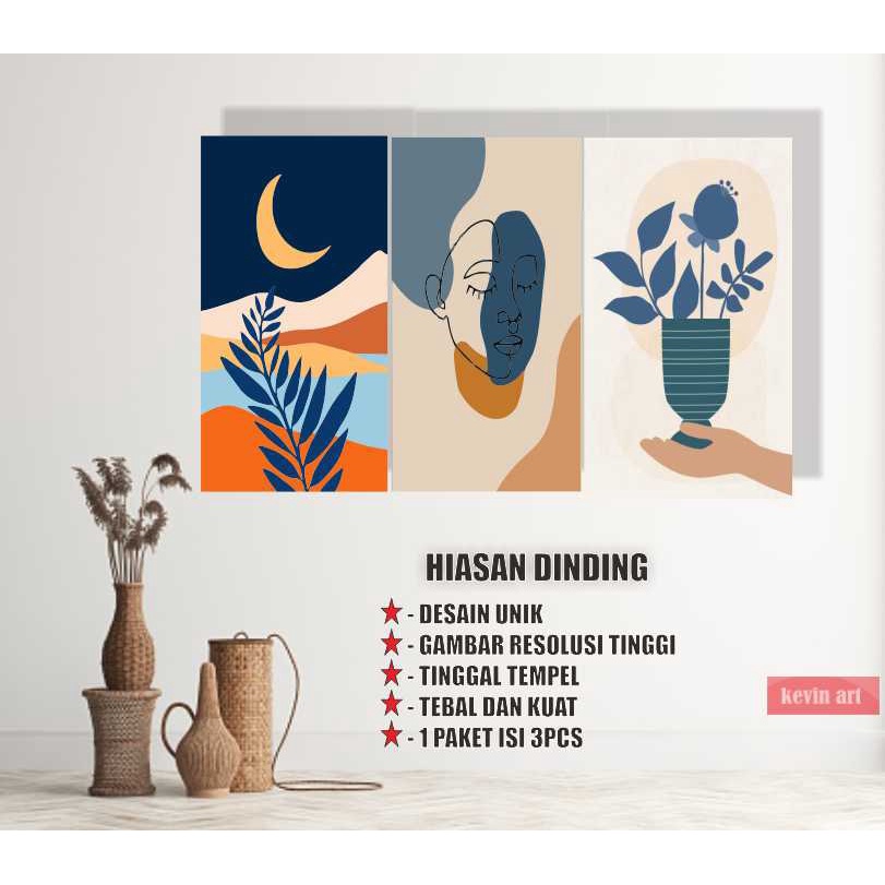 Hiasan Dinding Gambar Aesthetic Pajangan Ruang Tamu Dekorasi Kamar Tidur Walldecor Poster Kayu Tema Etnik Unik Artistik