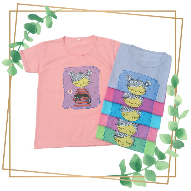 P008 KAOS ANAK MOTIF GIRL USIA 3-10 TAHUN ATASAN ANAK PEREMPUAN BAJU ANAK PEREMPUAN BAJU ANAK CEWEK 