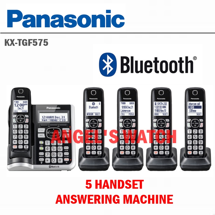 angelswatch wireless phone panasonic kx-tgf575 KX-TGF575 5 handset answering machine with bluetooth original panasonic TGF575