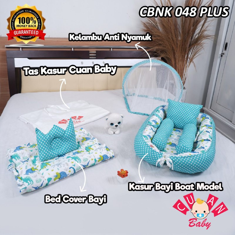 Harga Paket Lengkap Kasur Bayi Kelambu Plus Bedcover Bayi Motif Dino
Putih mix Polkadot Hijau | CBNK 048+