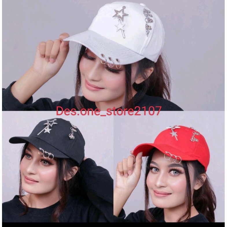 TOPI RING RANTAI KOREA TOPI ANTING KOREA TOPI RING BESI RANTAI BINTANG