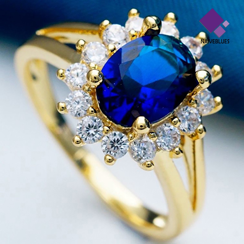 Naiveblue Cincin Berlian Imitasi Elegan Untuk Pengantin Wanita