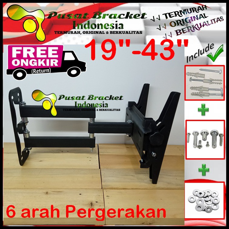 Bracket Tv 14&quot;-43&quot; Model Swifle lengan Cocok semua Merk TV