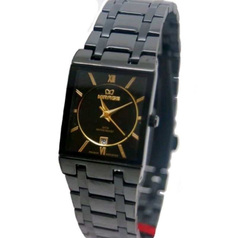 jam tangan pria;MIRAGE M7908Rpk segi hitam~ORIGINAL WATER RESISTANT~TGL~STAINLEES