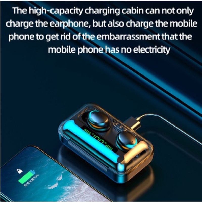 Headset F9-5 TWS Bluetooth 5.0 Rechargeable Wireless Touch Control Active Noise Reduction-2