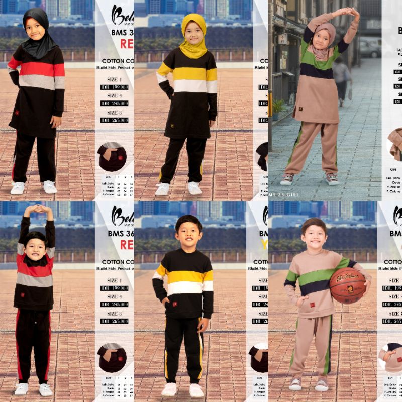 Believe ori Bms 35 36 Boy girl baju olahraga anak laki perempuan katun combed 20s couple