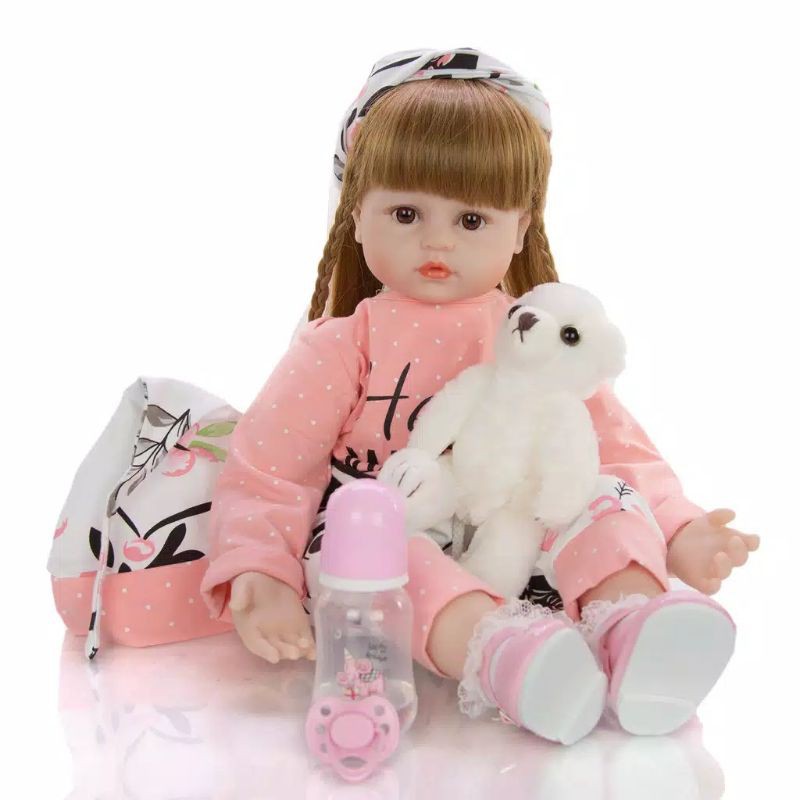 Boneka Bayi Reborn Premium Cantik 60 cm Rambut Panjang Original