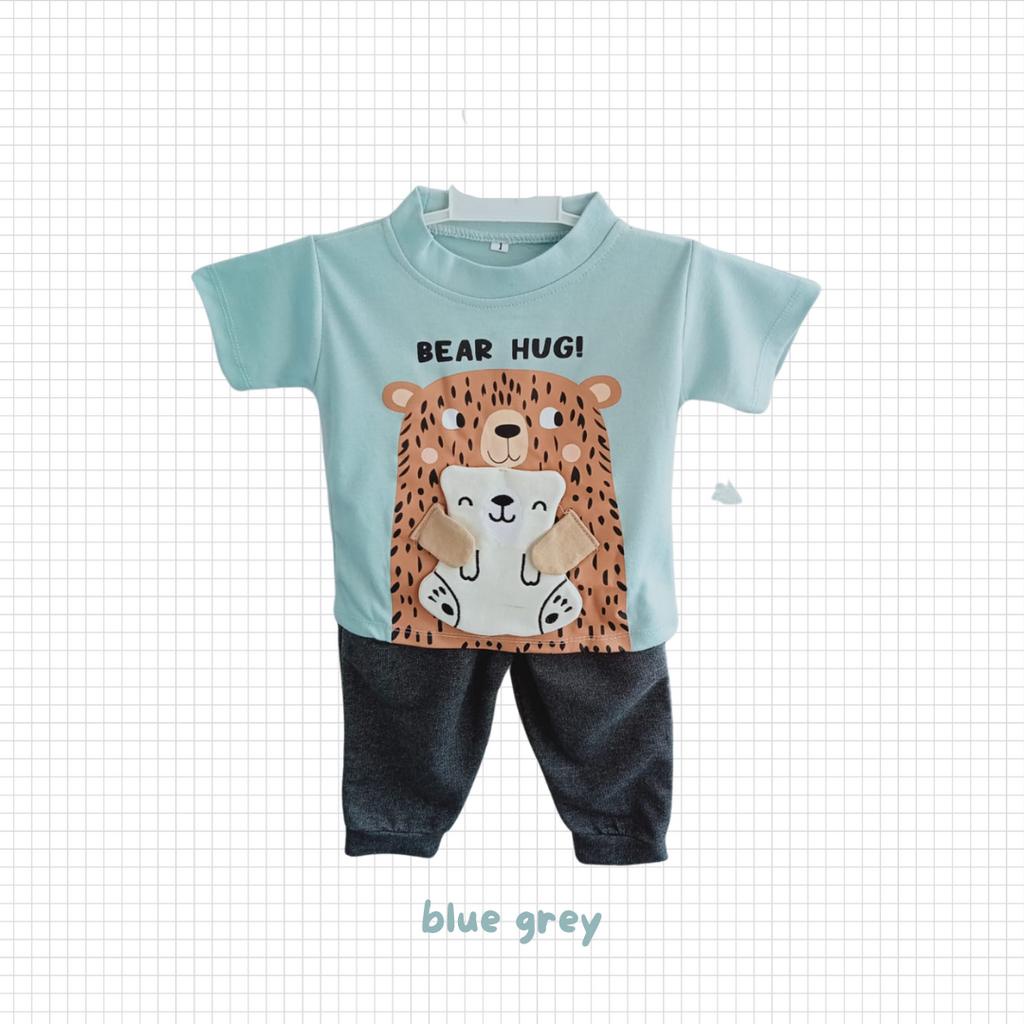 setelan jogger anak laki laki balita 1 2 3 tahun setelan kaos anak jogger celana panjang cowok BEAR hug jogger set kaos lengan pendek