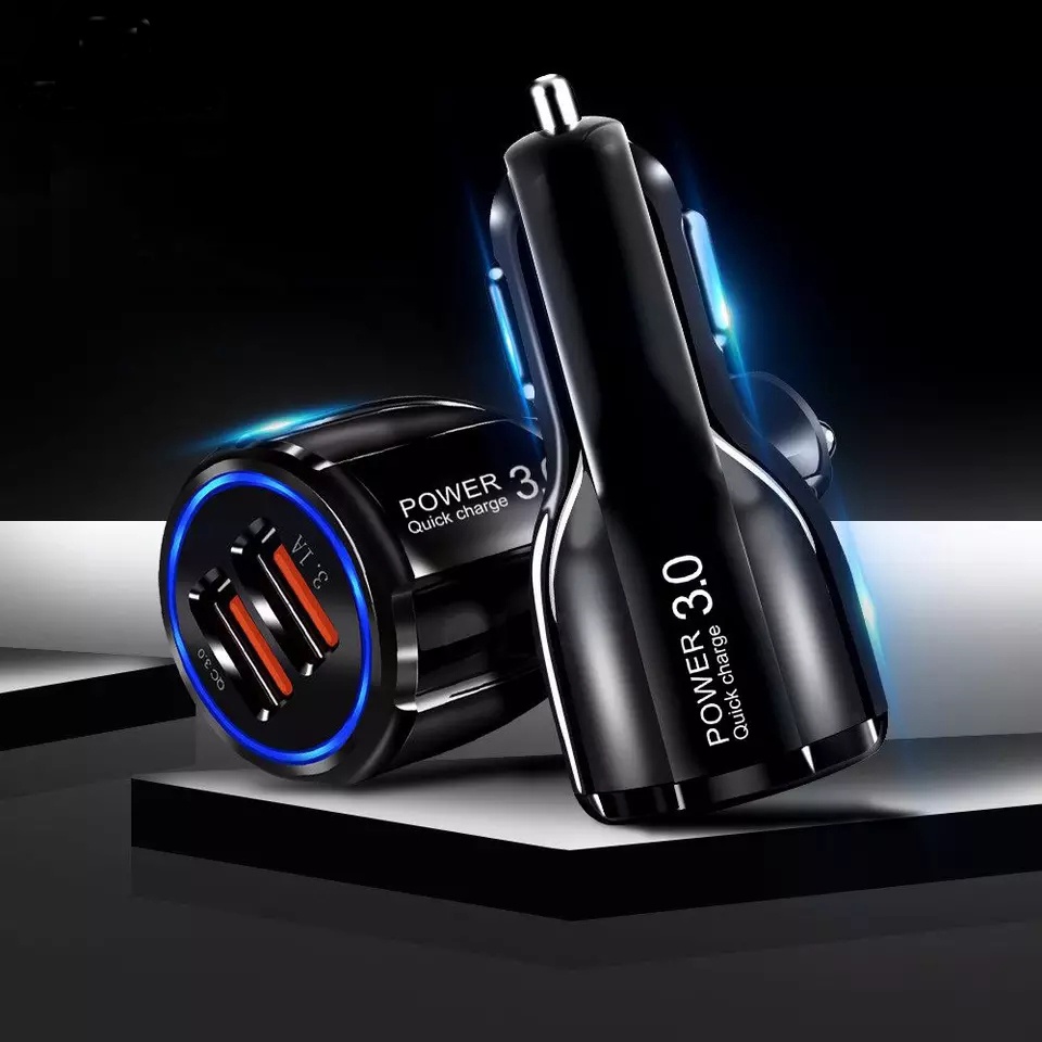 Car Charger QC3.0 Dual USB Fast Charging Qualcomm Quick Charger 12-24V