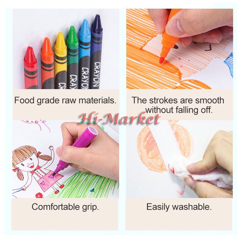 VIRAL Crayon Set Pensil Warna 208pcs/150pcs Alat Menggambar Melukis Anak-Anak