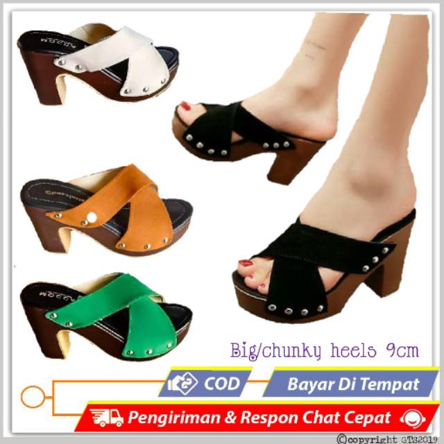 JH01 SEPATU SANDAL  HEEL TALI SILANG SIMPLE WANITA CASUAL 