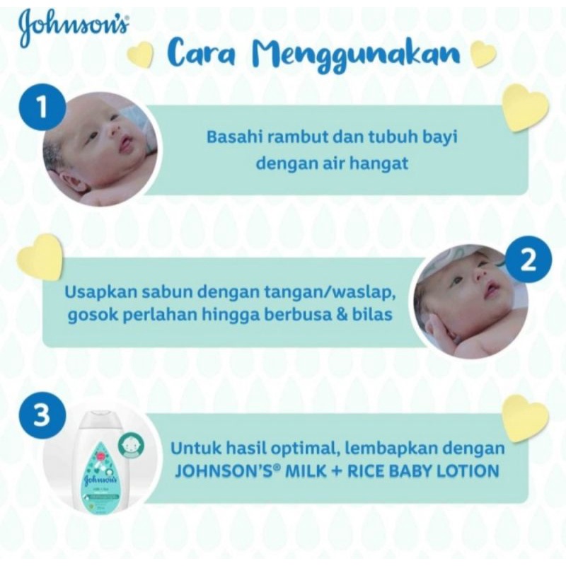 Johnsons Milk Rice Hair &amp; Body Baby Bath/Sabun Bayi 2in1 500ml pump/ Refill 400ml dan 200ml/Sabun Mandi Bayi