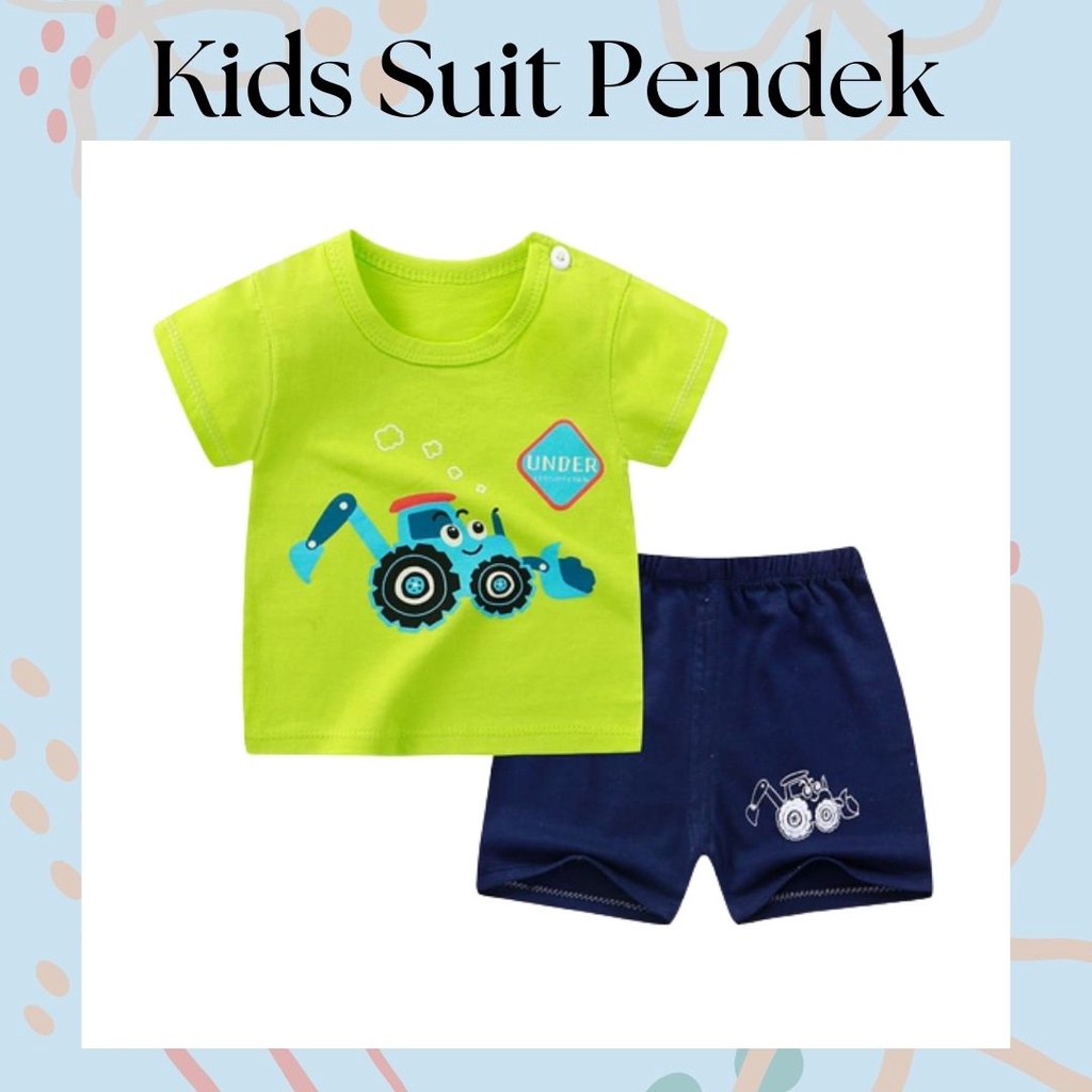 LittleAaron KIDS SUIT PENDEK Setelan Anak Bahan Kaos Lengan + Celana Berkualitas Import ebv cewek new2