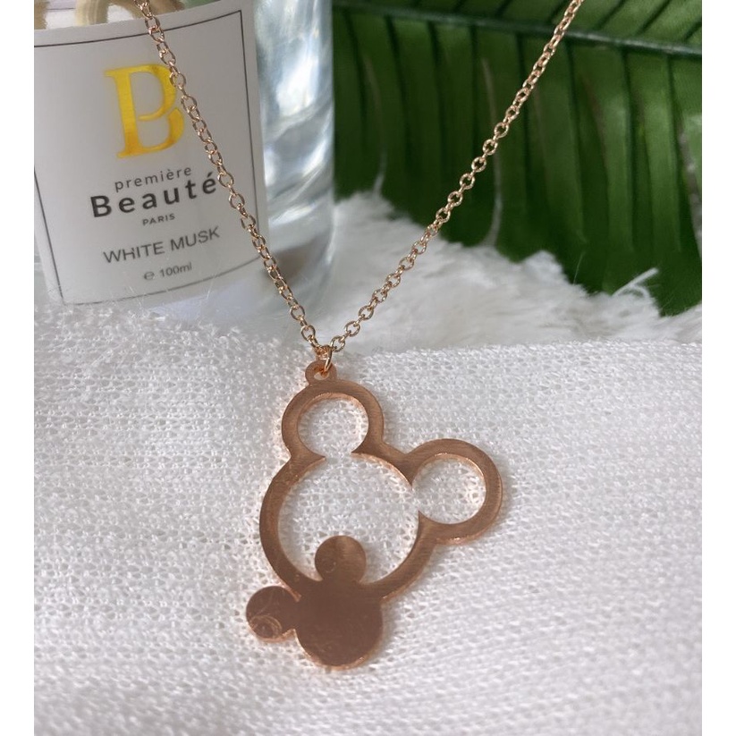 COD! kalung titanium liotnin mickey head rosegold anti karat import