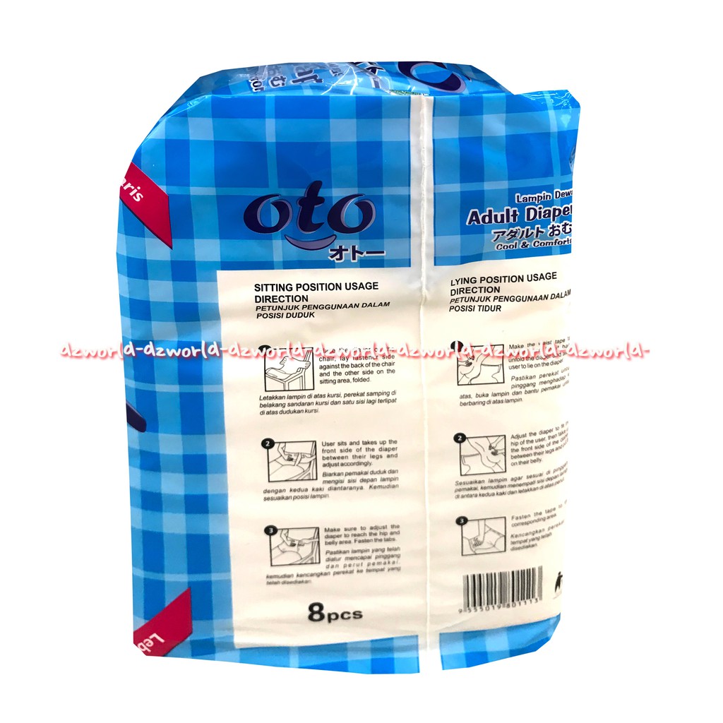 Oto Adult Diapers Dewasa Lampin Dewasa Popok Dewasa Oto Biru Blue L8