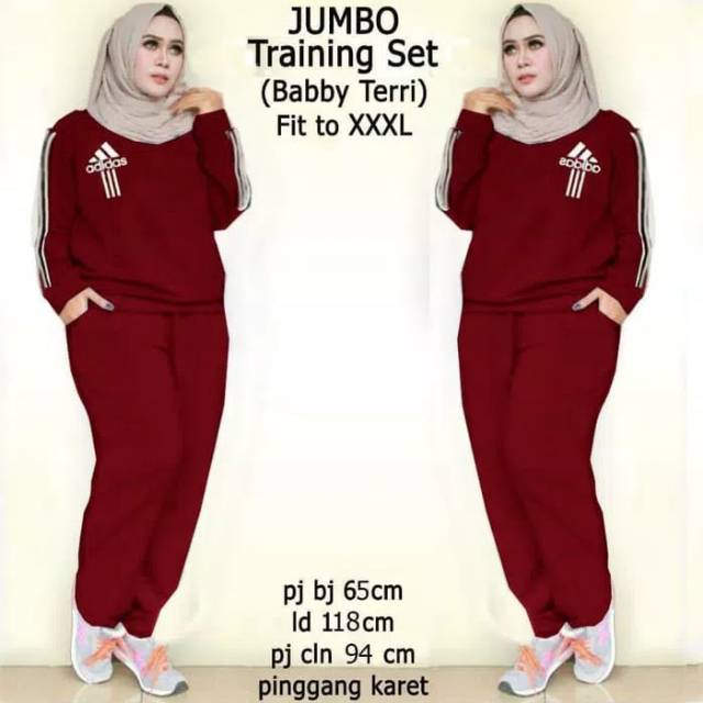 Baju Training Adidas Set Jumbo Baju Olahraga Wanita Murah