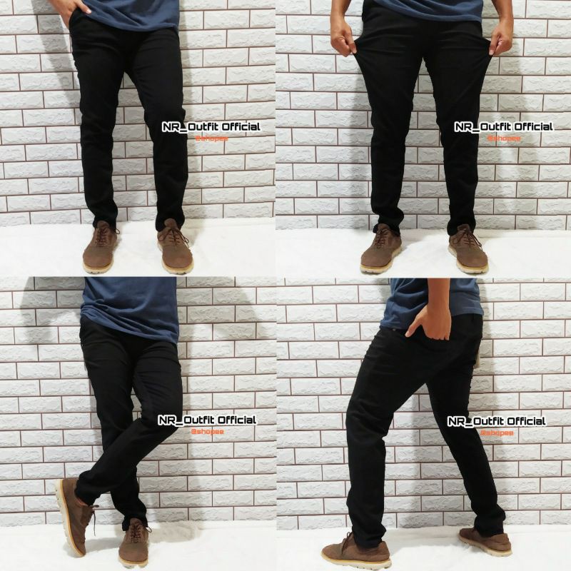 Celana Jeans Panjang Pria Distro Slim Fit Hitam RC Melar Stretch NR_Outfit Official COD