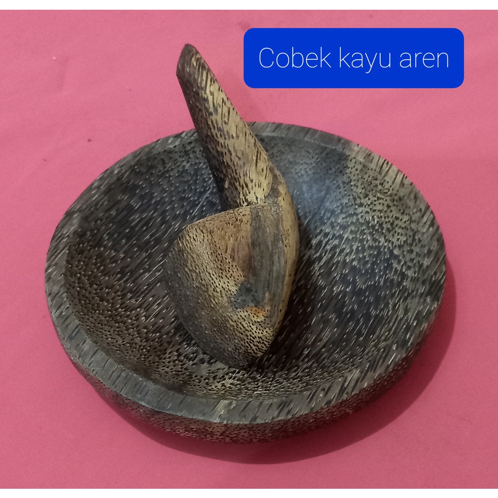 Termurah Cobek Kayu Aren15 cm Dan Ulekan