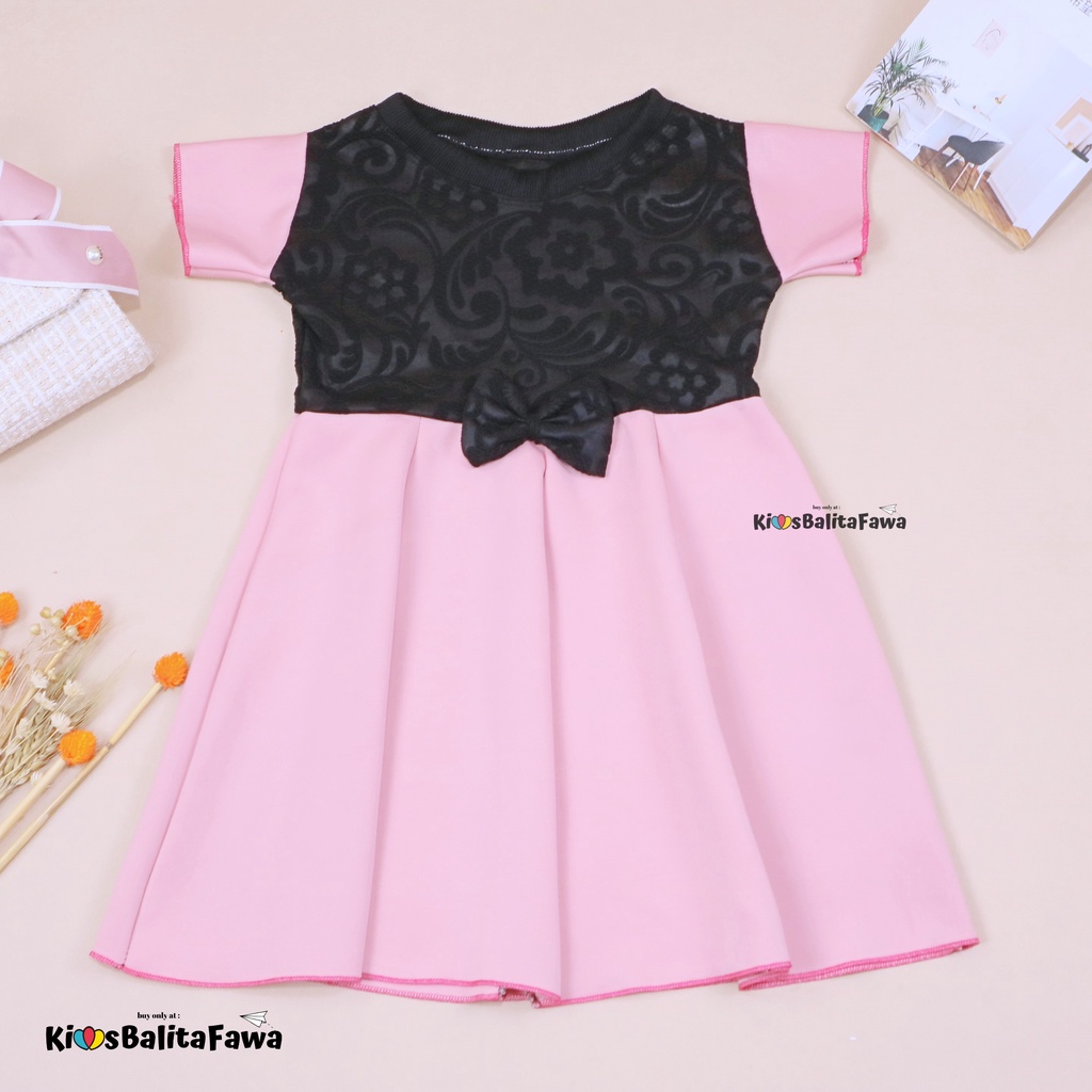 Dress Lunna uk 5 Tahun / Bahan Kaos Kombi Dres Lucu Baju Lengan Anak Perempuan Murah Motif