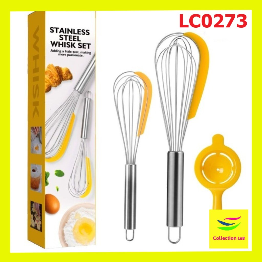 WHISK WHISKER WHISKTULA SPATULA STAINLESS EGG SEPARATOR SET LC0273