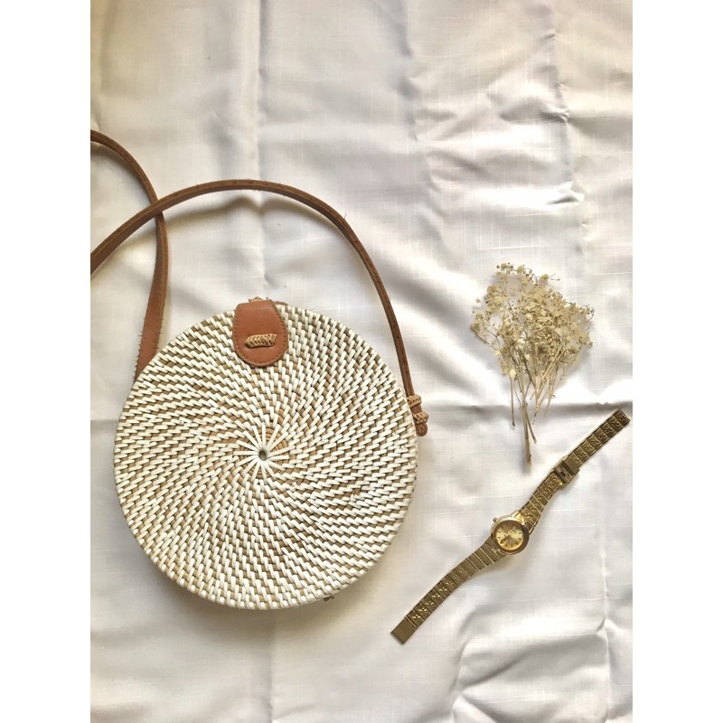 Tas Rotan bulat slempang Bali prelove