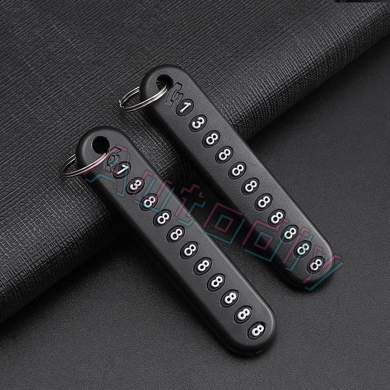 Hitam/merah/pink/biru Gantungan Kunci Kartu Nomor Telepon Anti Hilang Gantungan Kunci Mobil Plat Nomor Telepon Key Ring Auto Vehicle Lost and found Key Chain Accessories