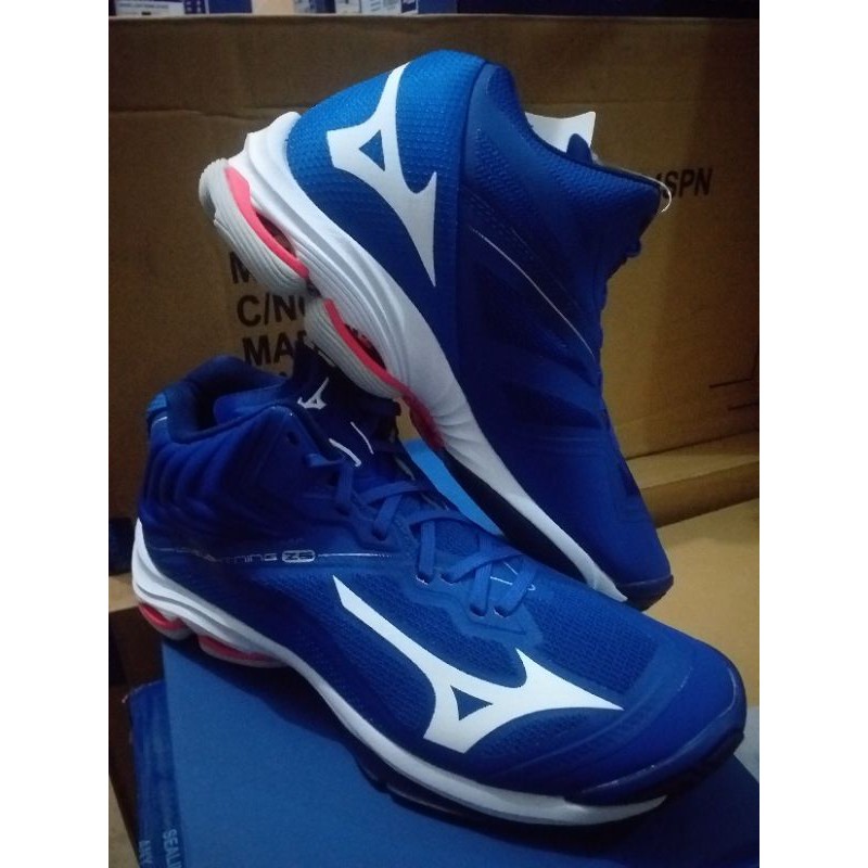 Jual Sepatu Mizuno Wave Lightning Z6 Mid Blue Reflex Original Shopee Indonesia 