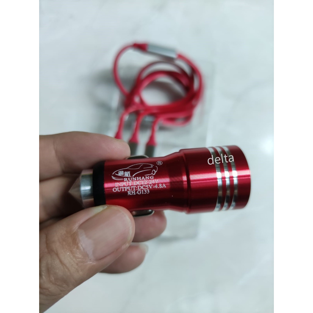 Charger Hp mobil 3in1 4,8A 5V 2Port USB (2lobang USB) Fast Charging