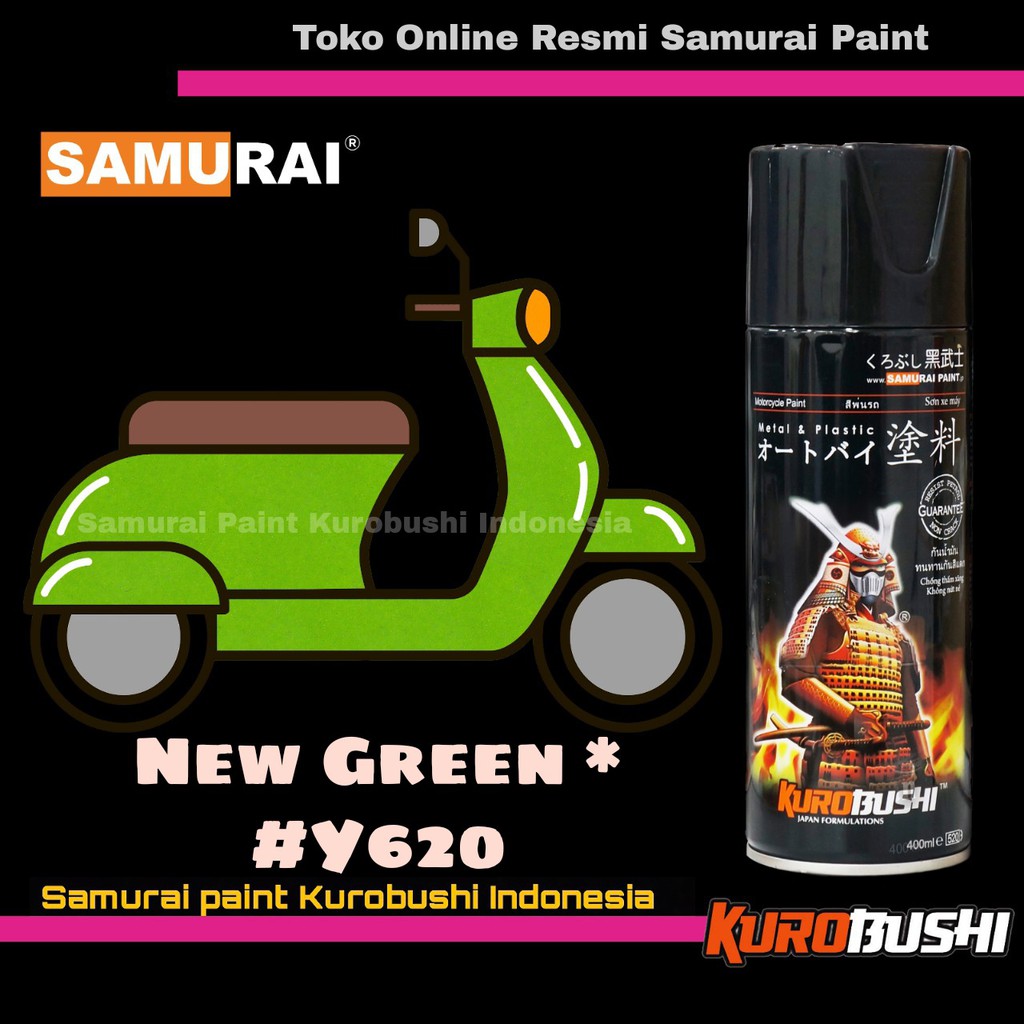 Samurai Paint NEW GREEN Y620 Warna Hijau Metalik Yamaha Cat Semprot Aerosol Samurai