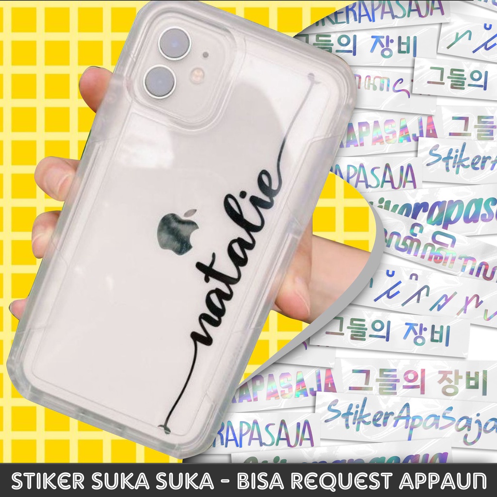 

STICKER NAMA CUSTOM WATERPROOF MURAH HOLOGRAM HANGUL KOREA JEPANG KANJI
