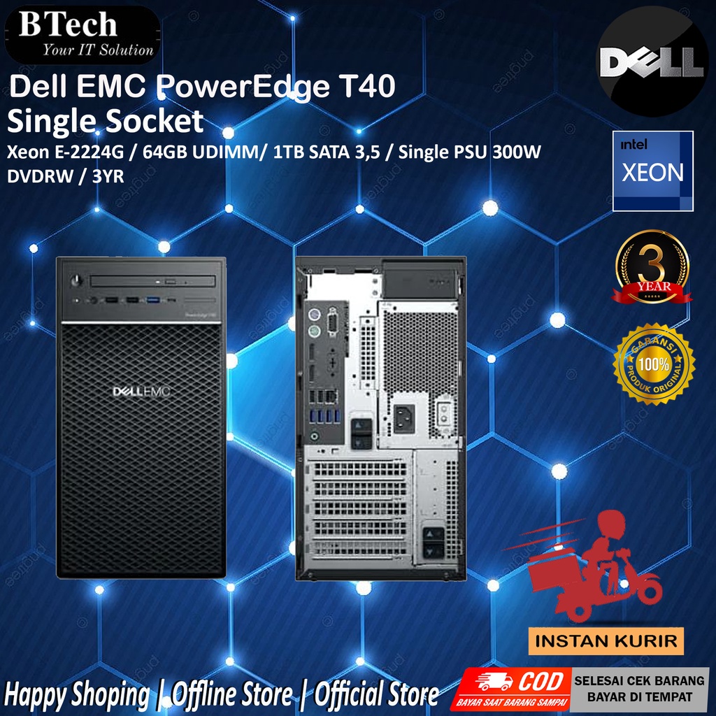 Dell EMC PowerEdge T40 Intel Xeon E-2224G/64GB/1TB SATA/3YR