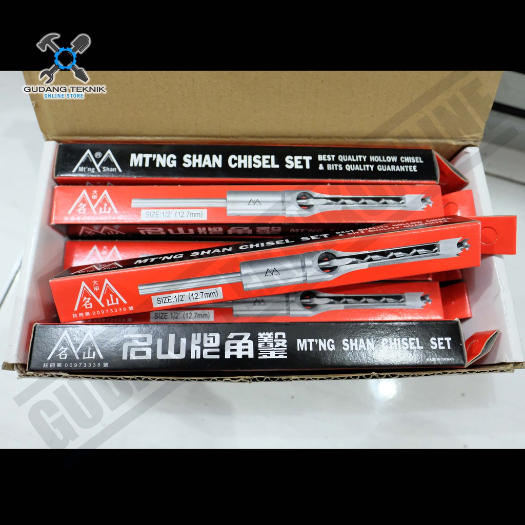 Mata Chisel Tatah Bobok Kayu Mtng Shan 1/2 Inch 12.7mm Hollow Mortice Chisel Bit Setengah Inc