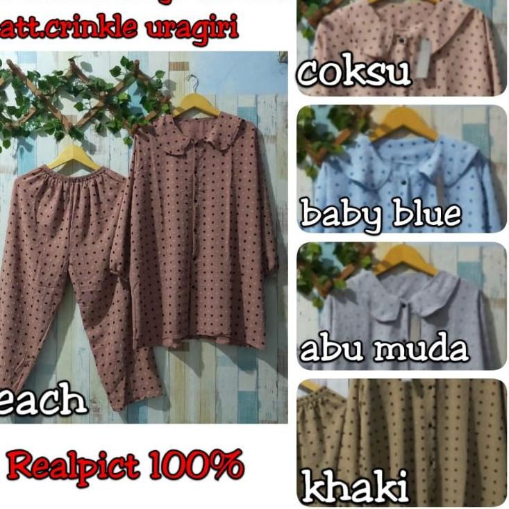 Telah Hadir.. LD120 SETCEL TUNIK RUBIAH JUMBO/SETELAN TUNIK CRINGKLE AIRFLOW