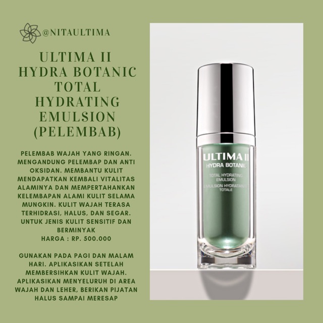 ULTIMA II HYDRA BOTANIC EMULSION pelembab