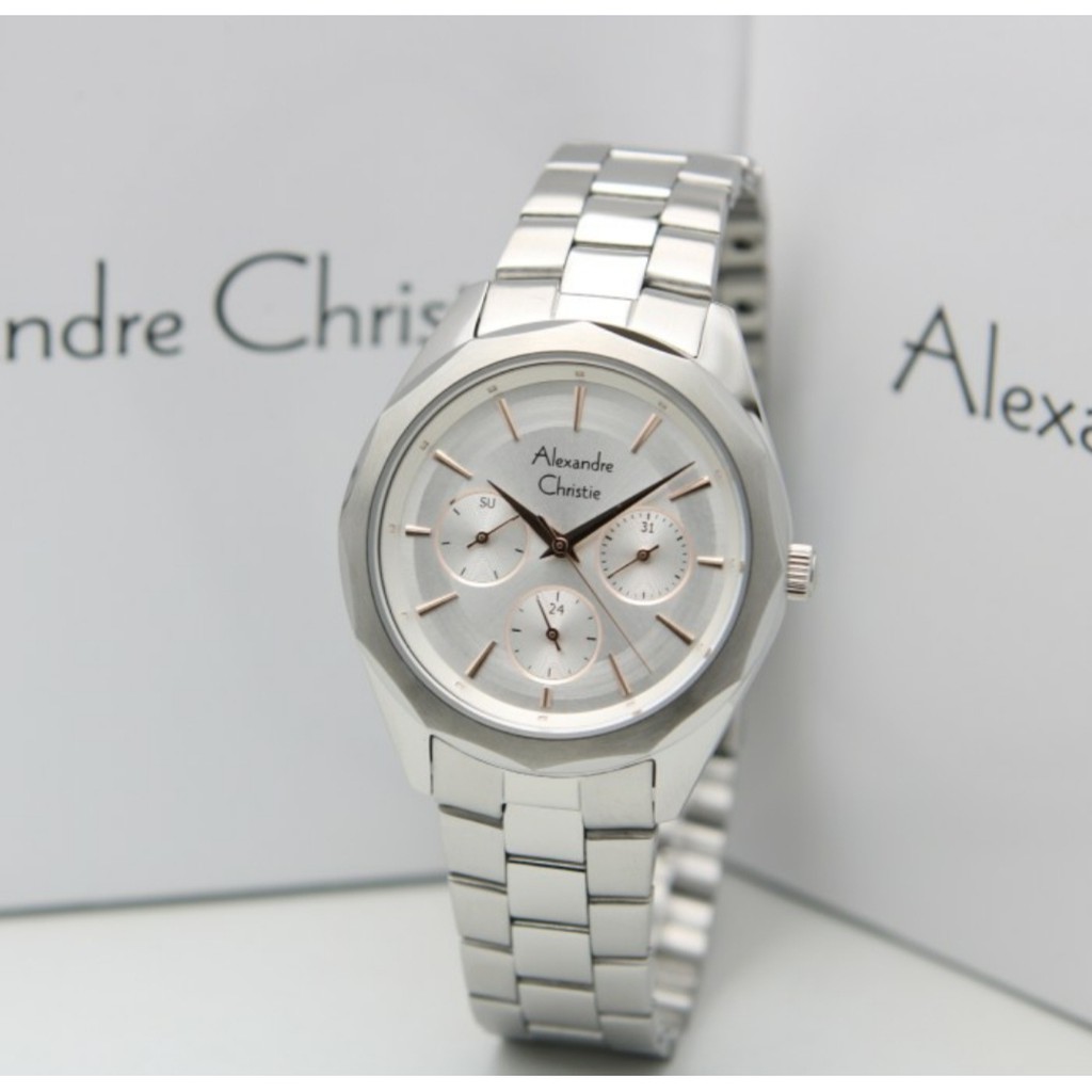 Alexandre Christie AC2898 Original Jam Tangan Wanita Stainless Full Silver