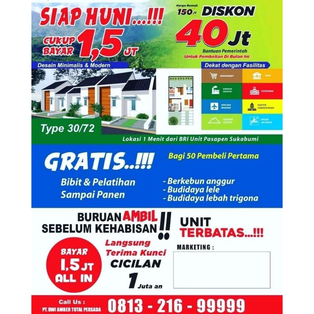 Rumah subsidi sukabumi Dp 1,5jt