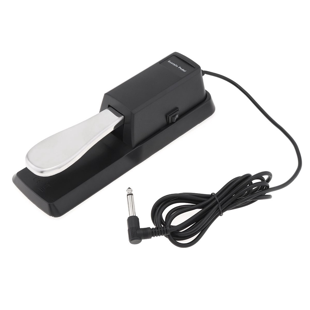 Pedal Sustain Piano / Keyboard / Organ Elektronik Universal Lapis Krom Dengan Case Plastik
