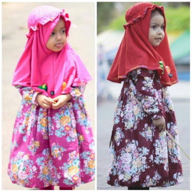 Jilbab dan gamis anak Rifara khaulah set aisyah