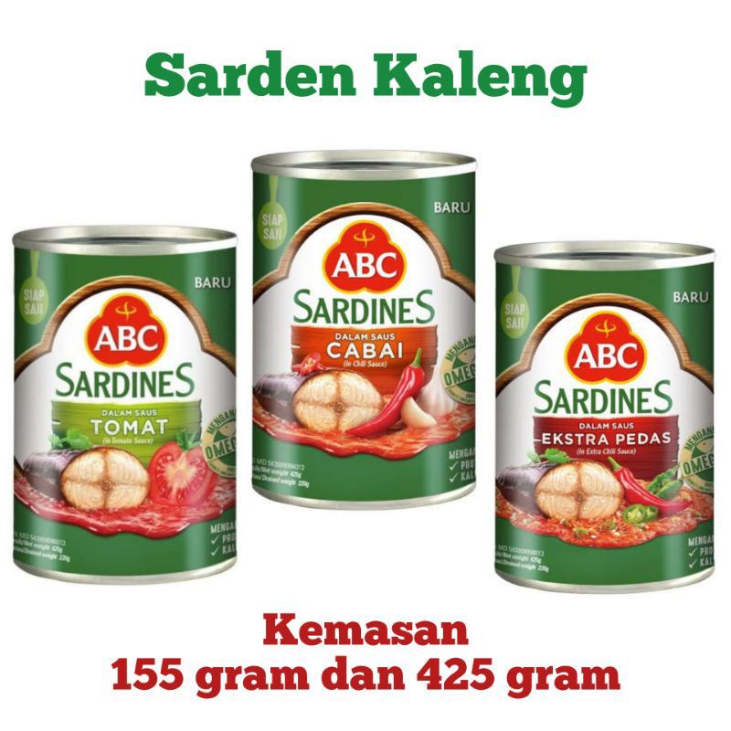 

Sarden ABC 155gr & 425gr Tomat, Cabai, Extra Pedas