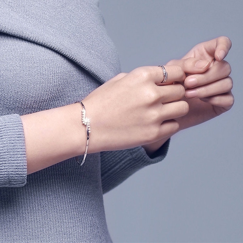 Gelang Bahan Stainless Steel S925 Silver Plated Gaya Korea Untuk Wanita