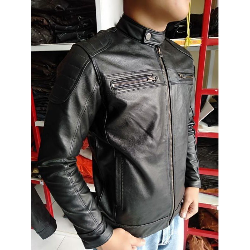 Jaket Pria Kulit Asli Domba New Tren/Jaket Kulit Asli Motor Elegant