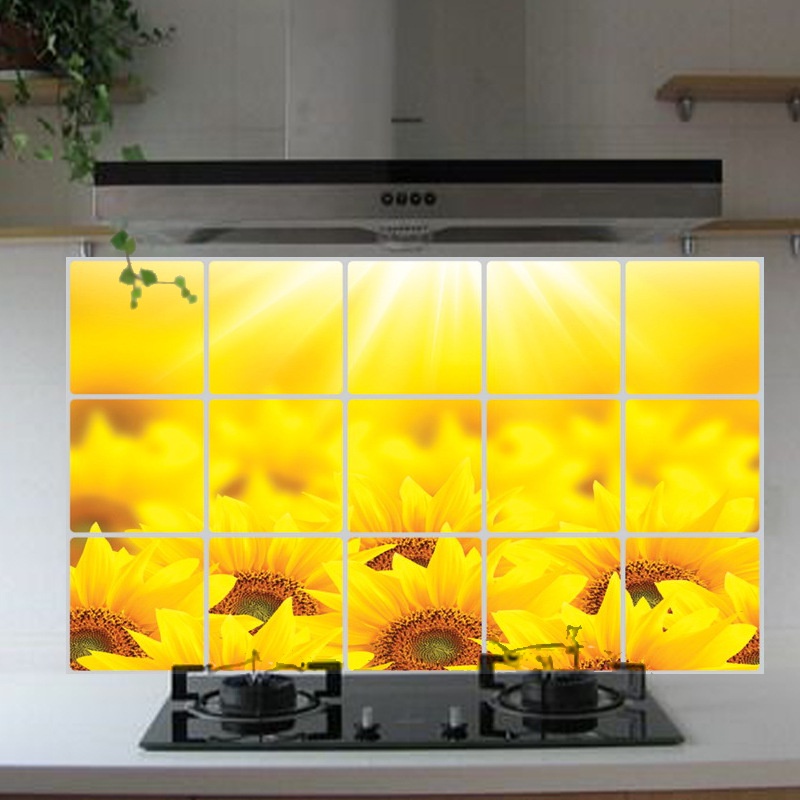 RELIZA Stiker Dapur Sunflowers Bunga Matahari (75x45) Kitchen Waterproof Oilproof Tahan Air Minyak 3025